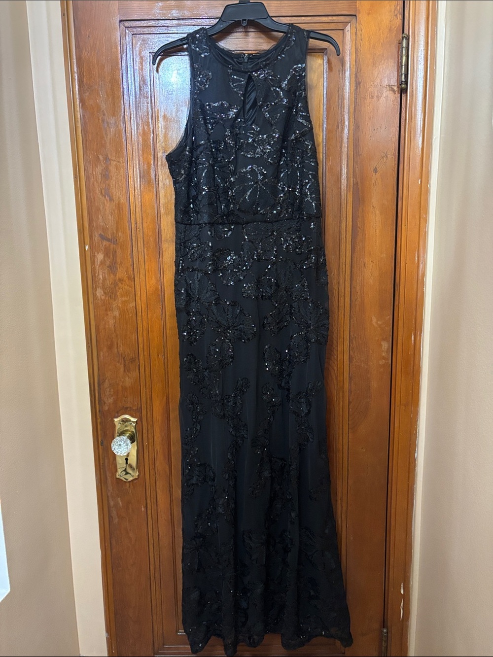 Alex Evenings Black Beaded Maxi Dress